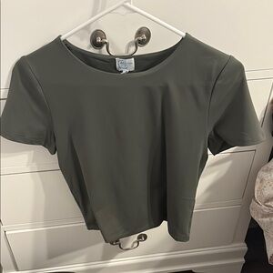 Blue Rain Green Fitted Crop T-Shirt